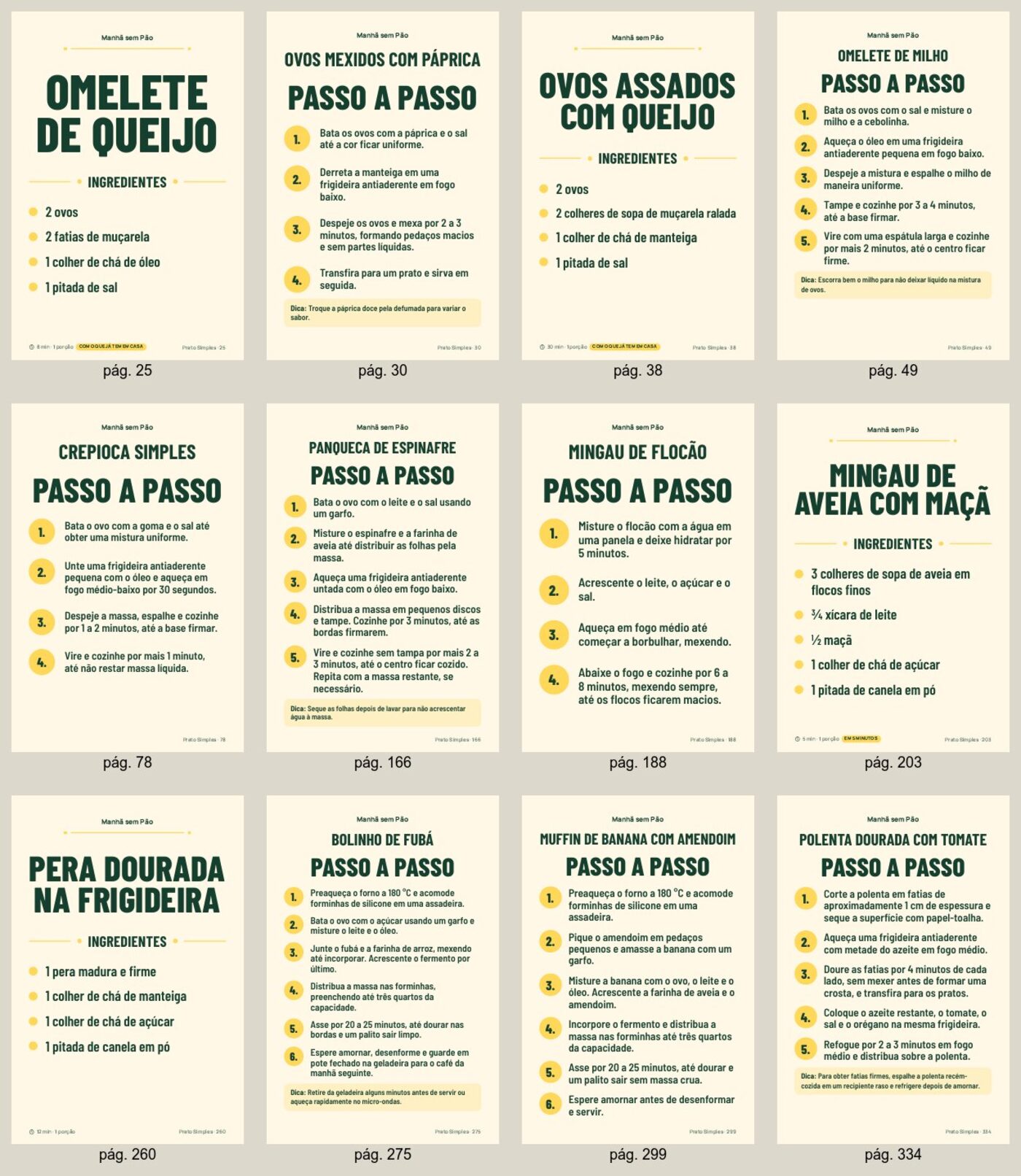 12 páginas reais do PDF Manhã sem Pão, lado a lado